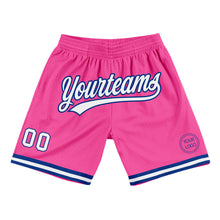 Load image into Gallery viewer, Custom Pink White-Royal Authentic Throwback Basketball Shorts
