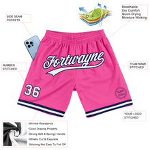 Load image into Gallery viewer, Custom Pink White-Navy Authentic Throwback Basketball Shorts