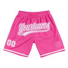 Laden Sie das Bild in den Galerie-Viewer, Custom Pink White Authentic Throwback Basketball Shorts