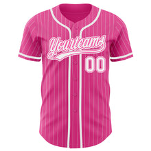 Загрузить изображение в средство просмотра галереи, Custom Pink White Pinstripe White Authentic Baseball Jersey