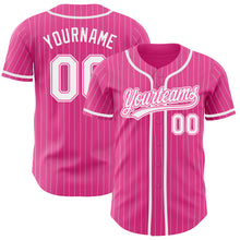 Загрузить изображение в средство просмотра галереи, Custom Pink White Pinstripe White Authentic Baseball Jersey