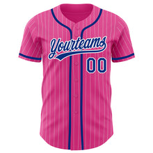 Charger l'image dans la galerie, Custom Pink White Pinstripe Royal Authentic Baseball Jersey