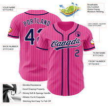Charger l'image dans la galerie, Custom Pink White Pinstripe Navy Authentic Baseball Jersey