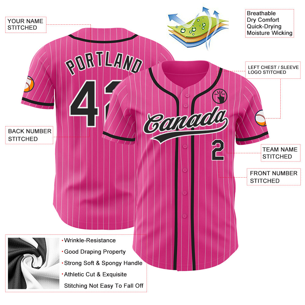 Cheap Custom Pink White Pinstripe Black Authentic Baseball Jersey Free  Shipping – CustomJerseysPro
