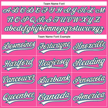 Загрузить изображение в средство просмотра галереи, Custom Pink White Pinstripe Sky Blue Authentic Baseball Jersey