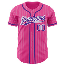 Загрузить изображение в средство просмотра галереи, Custom Pink White Pinstripe Purple Authentic Baseball Jersey