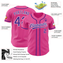 Загрузить изображение в средство просмотра галереи, Custom Pink White Pinstripe Purple Authentic Baseball Jersey