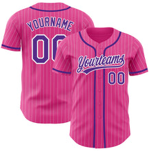 Загрузить изображение в средство просмотра галереи, Custom Pink White Pinstripe Purple Authentic Baseball Jersey