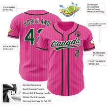 Загрузить изображение в средство просмотра галереи, Custom Pink White Pinstripe Green Authentic Baseball Jersey