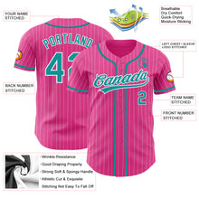 Charger l'image dans la galerie, Custom Pink White Pinstripe Teal Authentic Baseball Jersey