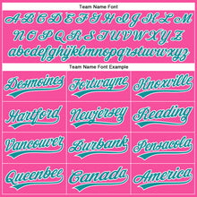 Charger l'image dans la galerie, Custom Pink White Pinstripe Teal Authentic Baseball Jersey
