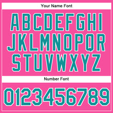 Charger l'image dans la galerie, Custom Pink White Pinstripe Teal Authentic Baseball Jersey