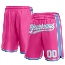 Load image into Gallery viewer, Custom Pink White-Light Blue Authentic Basketball Shorts