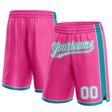 Laden Sie das Bild in den Galerie-Viewer, Custom Pink White-Teal Authentic Basketball Shorts