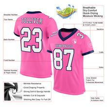 Загрузить изображение в средство просмотра галереи, Custom Pink White-Navy Mesh Authentic Football Jersey