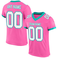 Load image into Gallery viewer, Custom Pink White-Aqua Mesh Authentic Football Jersey