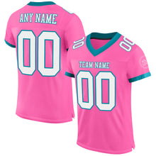 Load image into Gallery viewer, Custom Pink White-Teal Mesh Authentic Football Jersey