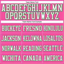 Load image into Gallery viewer, Custom Pink White-Grass Green Mesh Authentic Football Jersey