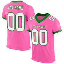Load image into Gallery viewer, Custom Pink White-Grass Green Mesh Authentic Football Jersey