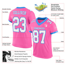 Загрузить изображение в средство просмотра галереи, Custom Pink White-Powder Blue Mesh Authentic Football Jersey