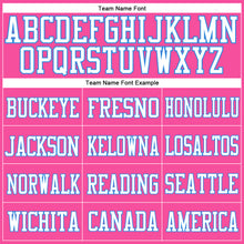 Загрузить изображение в средство просмотра галереи, Custom Pink White-Powder Blue Mesh Authentic Football Jersey