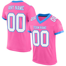 Загрузить изображение в средство просмотра галереи, Custom Pink White-Powder Blue Mesh Authentic Football Jersey