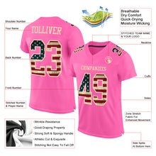 Загрузить изображение в средство просмотра галереи, Custom Pink Vintage USA Flag-City Cream Mesh Authentic Football Jersey
