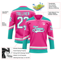 Charger l'image dans la galerie, Custom Pink White-Aqua Hockey Lace Neck Jersey