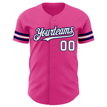 Charger l'image dans la galerie, Custom Pink White-Navy Authentic Baseball Jersey