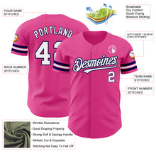 Charger l'image dans la galerie, Custom Pink White-Navy Authentic Baseball Jersey