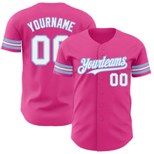 Charger l'image dans la galerie, Custom Pink White-Light Blue Authentic Baseball Jersey