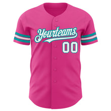 Charger l'image dans la galerie, Custom Pink White-Teal Authentic Baseball Jersey