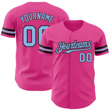 Charger l'image dans la galerie, Custom Pink Light Blue-Black Authentic Baseball Jersey