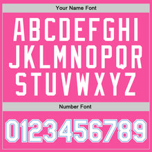 Laden Sie das Bild in den Galerie-Viewer, Custom Pink White-Light Blue Authentic Throwback Basketball Jersey