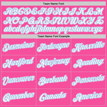 Laden Sie das Bild in den Galerie-Viewer, Custom Pink White-Light Blue Authentic Throwback Basketball Jersey