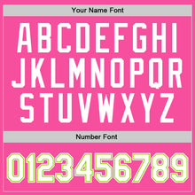 Laden Sie das Bild in den Galerie-Viewer, Custom Pink White-Neon Green Authentic Throwback Basketball Jersey