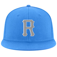Load image into Gallery viewer, Custom Powder Blue Gray-White Stitched Adjustable Snapback Hat
