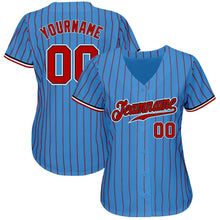 Load image into Gallery viewer, Custom Powder Blue Red Pinstripe Red-Black Authentic Baseball Jersey