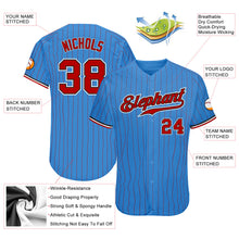 Load image into Gallery viewer, Custom Powder Blue Red Pinstripe Red-Black Authentic Baseball Jersey