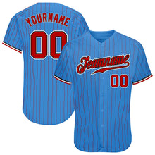 Load image into Gallery viewer, Custom Powder Blue Red Pinstripe Red-Black Authentic Baseball Jersey