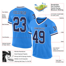 Charger l'image dans la galerie, Custom Powder Blue Navy-White Mesh Authentic Throwback Football Jersey