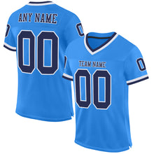 Charger l'image dans la galerie, Custom Powder Blue Navy-White Mesh Authentic Throwback Football Jersey