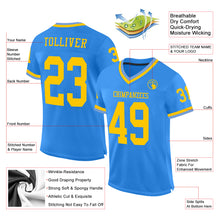 Charger l'image dans la galerie, Custom Powder Blue Gold Mesh Authentic Throwback Football Jersey