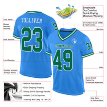 Charger l'image dans la galerie, Custom Powder Blue Kelly Green-White Mesh Authentic Throwback Football Jersey