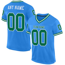 Charger l'image dans la galerie, Custom Powder Blue Kelly Green-White Mesh Authentic Throwback Football Jersey