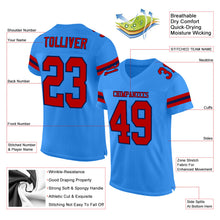 Load image into Gallery viewer, Custom Powder Blue Red-Navy Mesh Authentic Football Jersey
