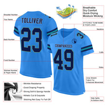 Load image into Gallery viewer, Custom Powder Blue Navy-Aqua Mesh Authentic Football Jersey