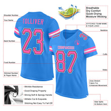 Laden Sie das Bild in den Galerie-Viewer, Custom Powder Blue Pink-Black Mesh Authentic Football Jersey