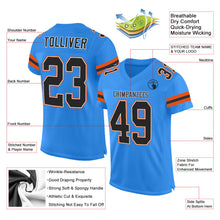 Load image into Gallery viewer, Custom Powder Blue Black-Orange Mesh Authentic Football Jersey