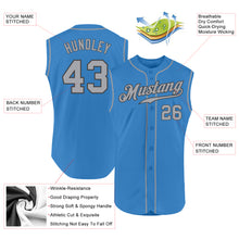 Load image into Gallery viewer, Custom Powder Blue Gray-Steel Gray Authentic Sleeveless Baseball Jersey